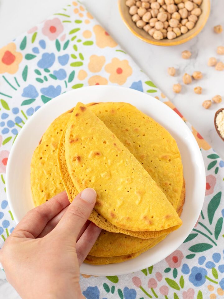 Chickpea flour tortillas (vegan and gluten-free wraps).