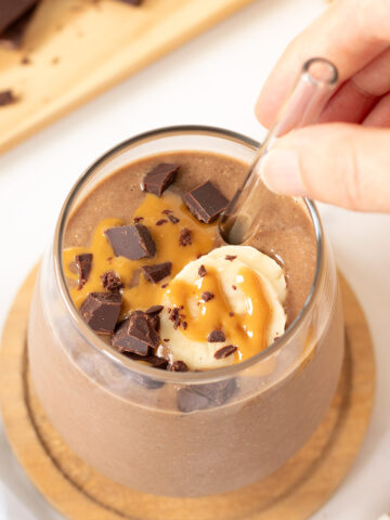 Chocolate banana protein smoothie.