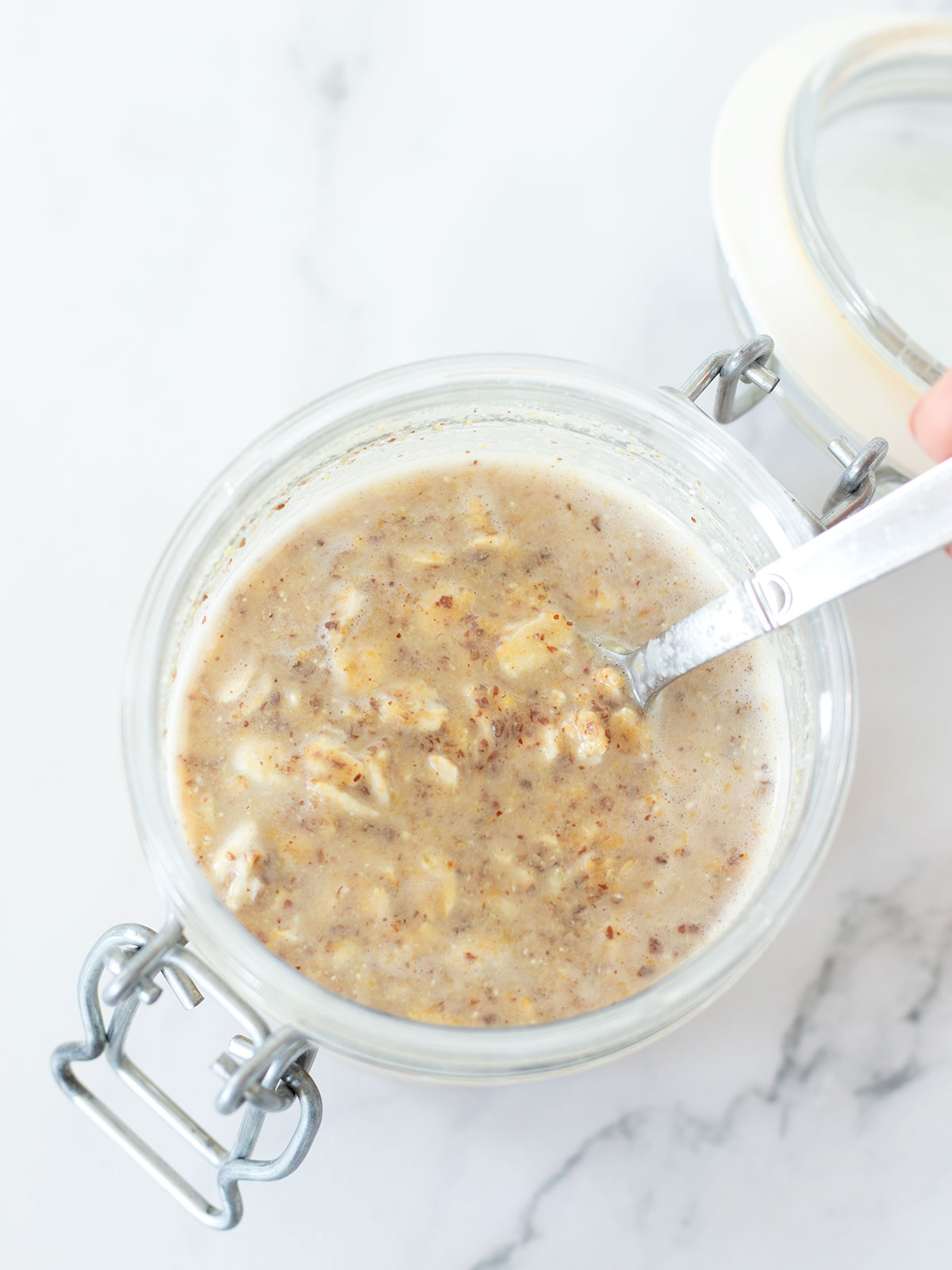 Flaxseed overnight oats without yogurt.