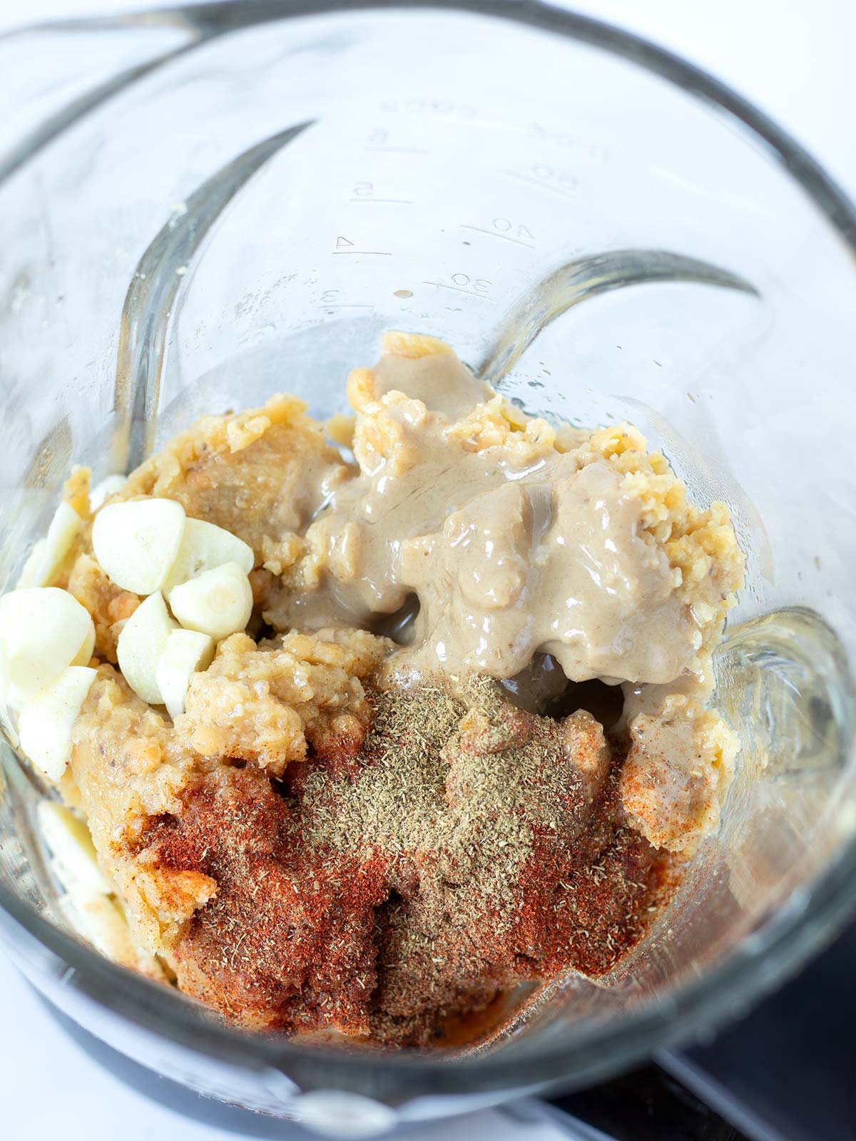 Ingredients for vegan red lentil hummus dip.