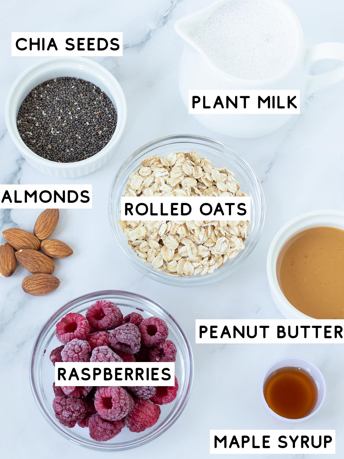 Ingredients for raspberry overnight oats.