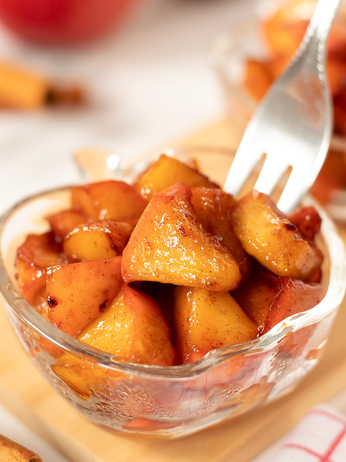 Caramelized apples with brown sugar.