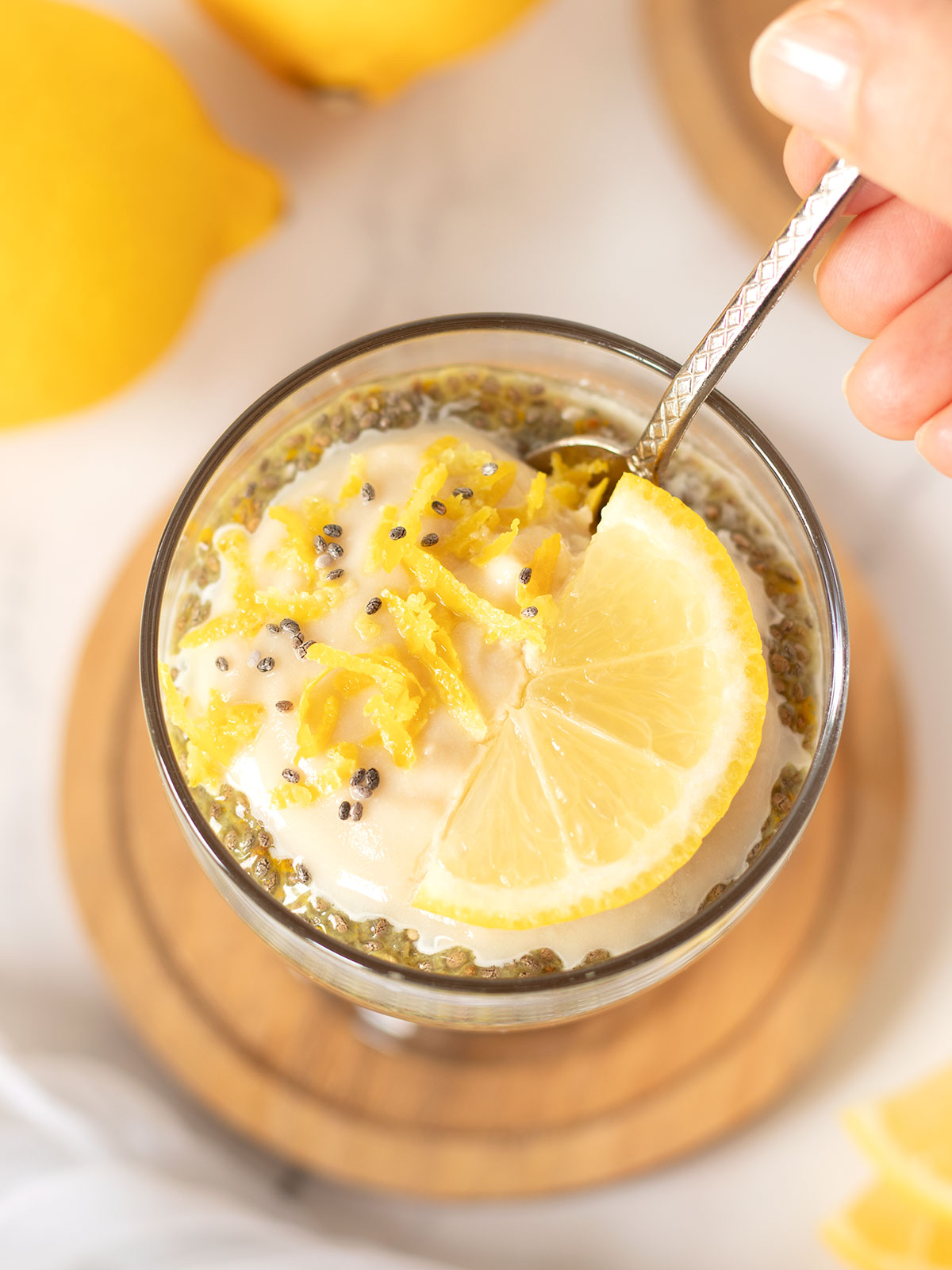 Vegan lemon chia pudding.