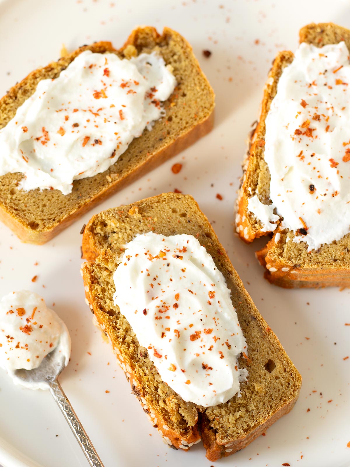 Homemade red lentil bread.