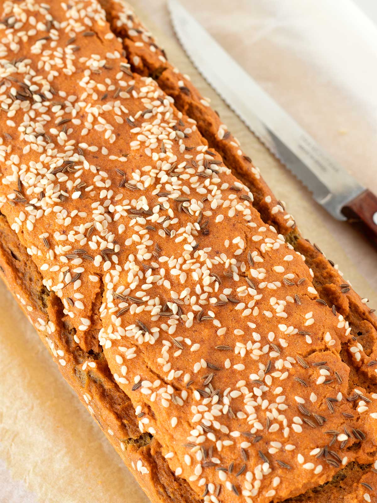 Vegan and gluten free red lentil bread.