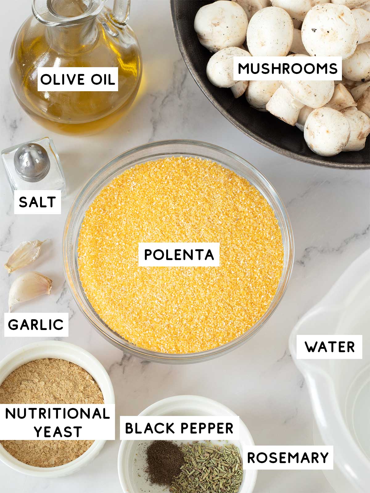 Ingredients for vegan mushroom polenta.