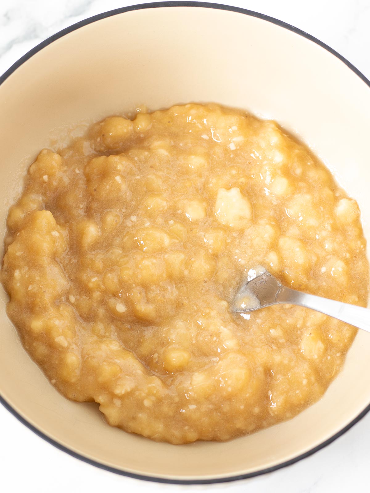 Mashed bananas for buckwheat muffins.