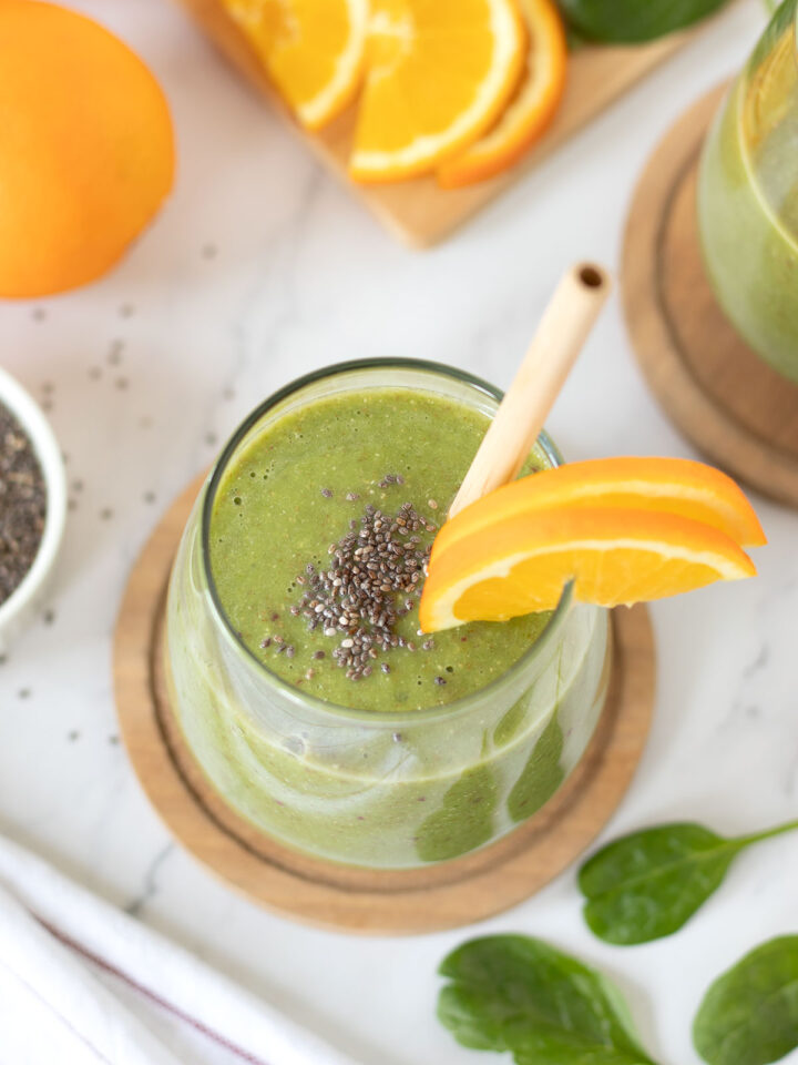 Orange spinach smoothie (no banana).