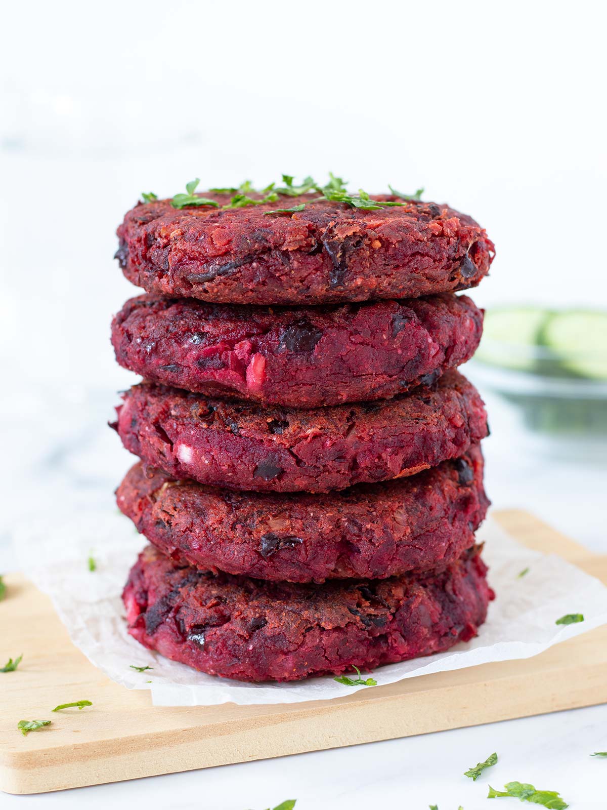 Vegan beetroot burger patties.