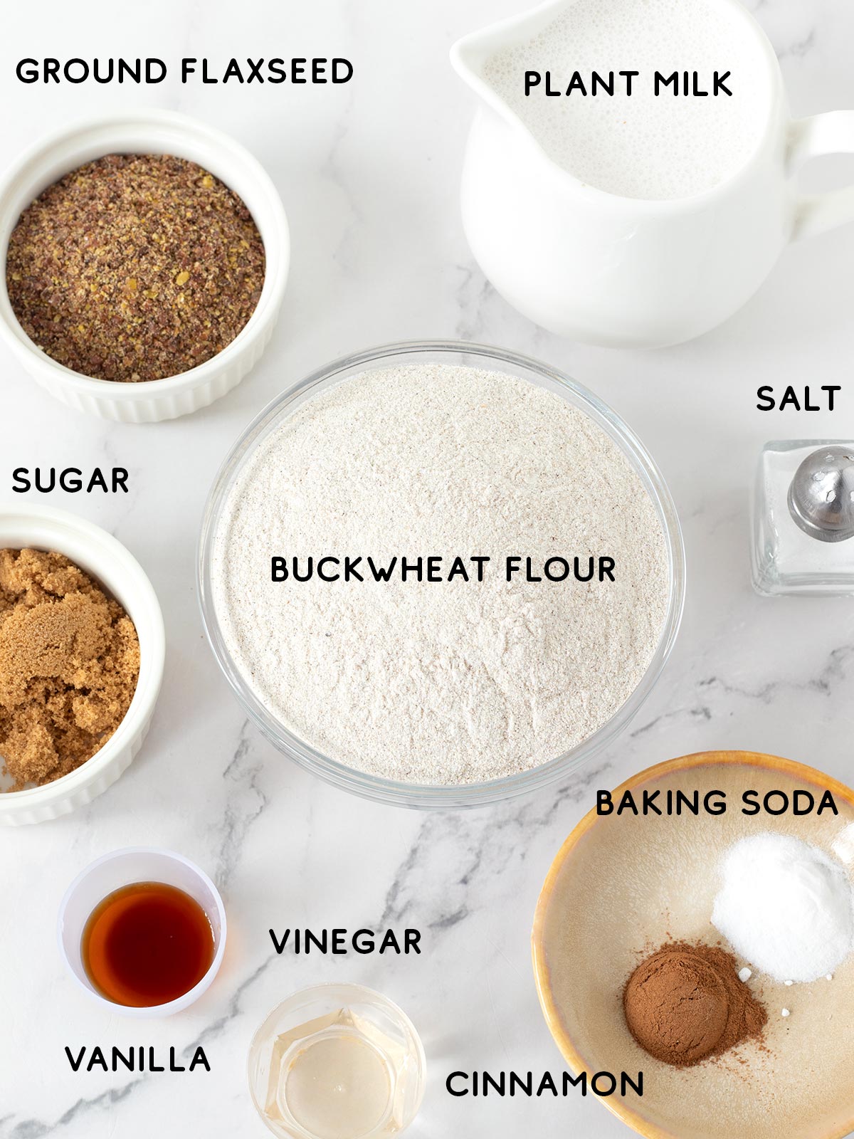 Ingredients for buckwheat pancakes.