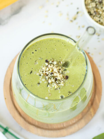 Green hemp seed smoothie.