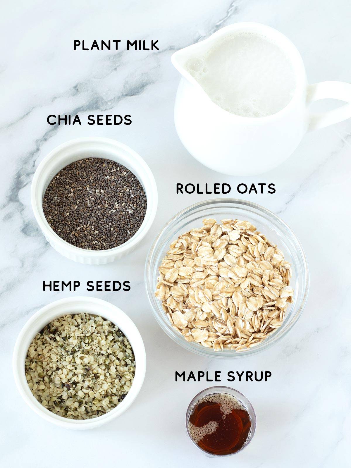 Ingredients for hemp seed overnight oats.