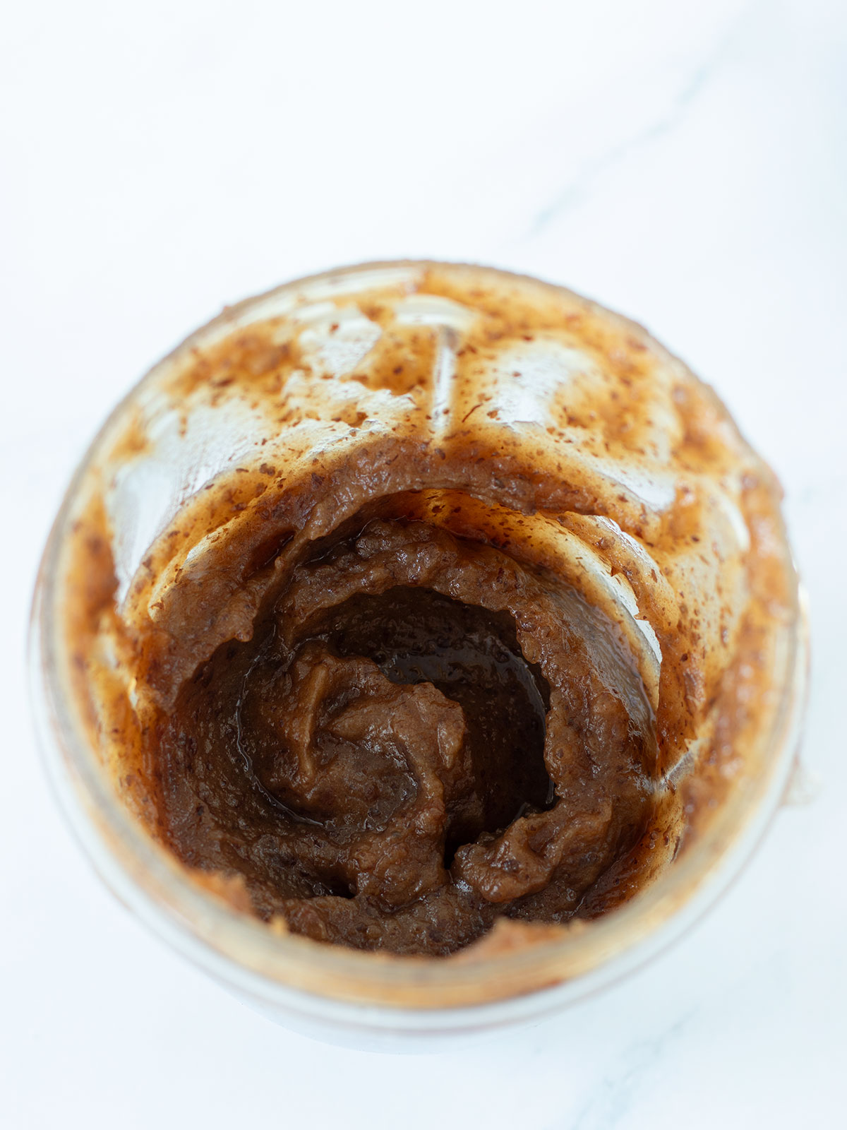 Homemade date paste in a blender.