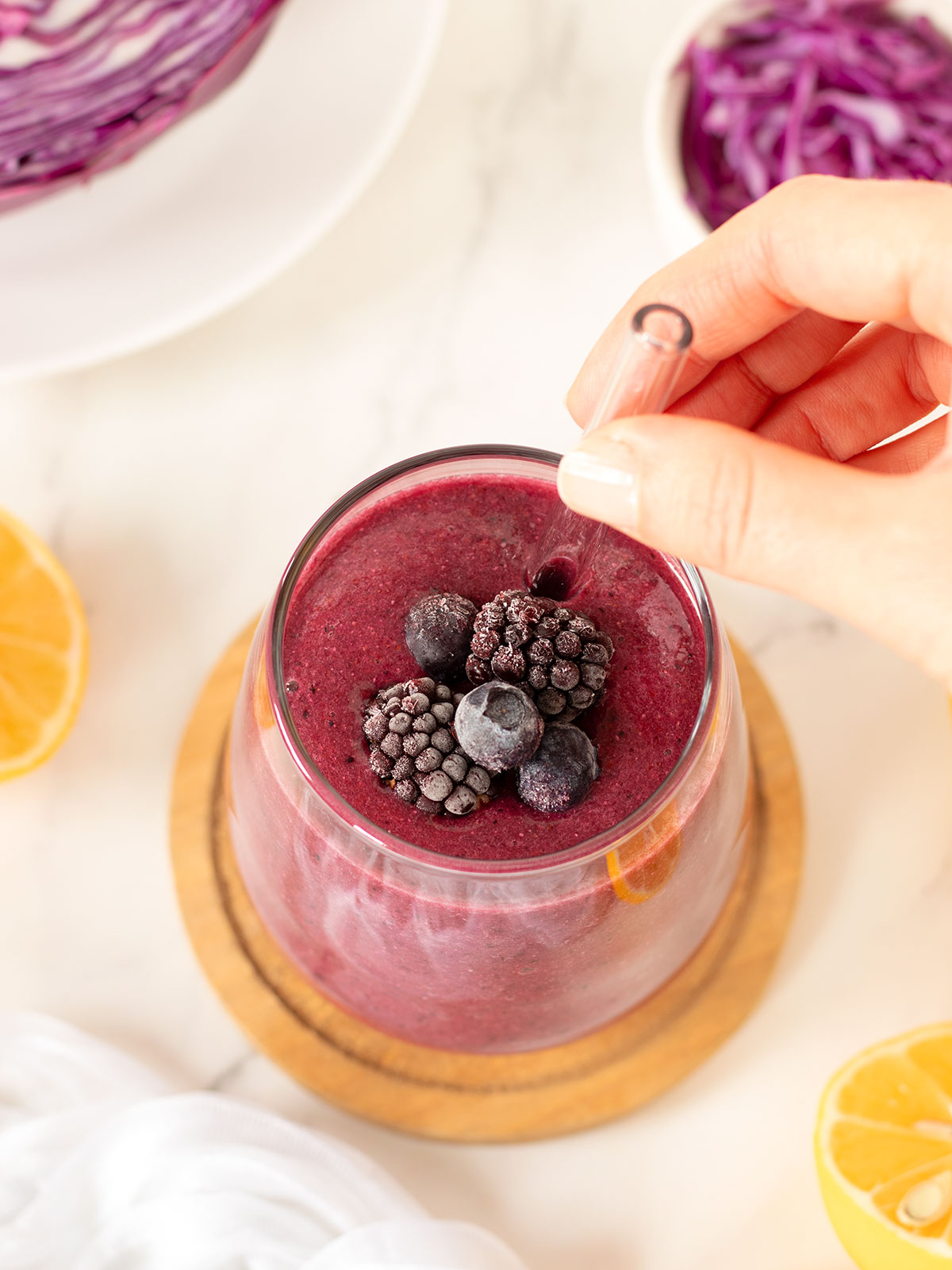 Red cabbage smoothie.