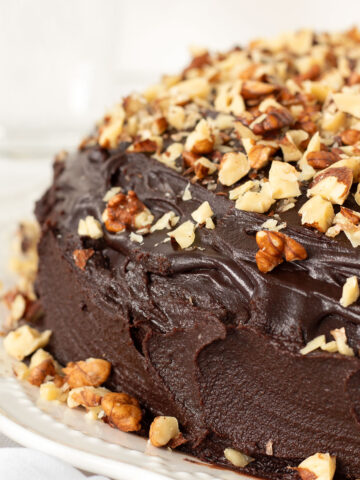 Vegan chocolate walnut cake.