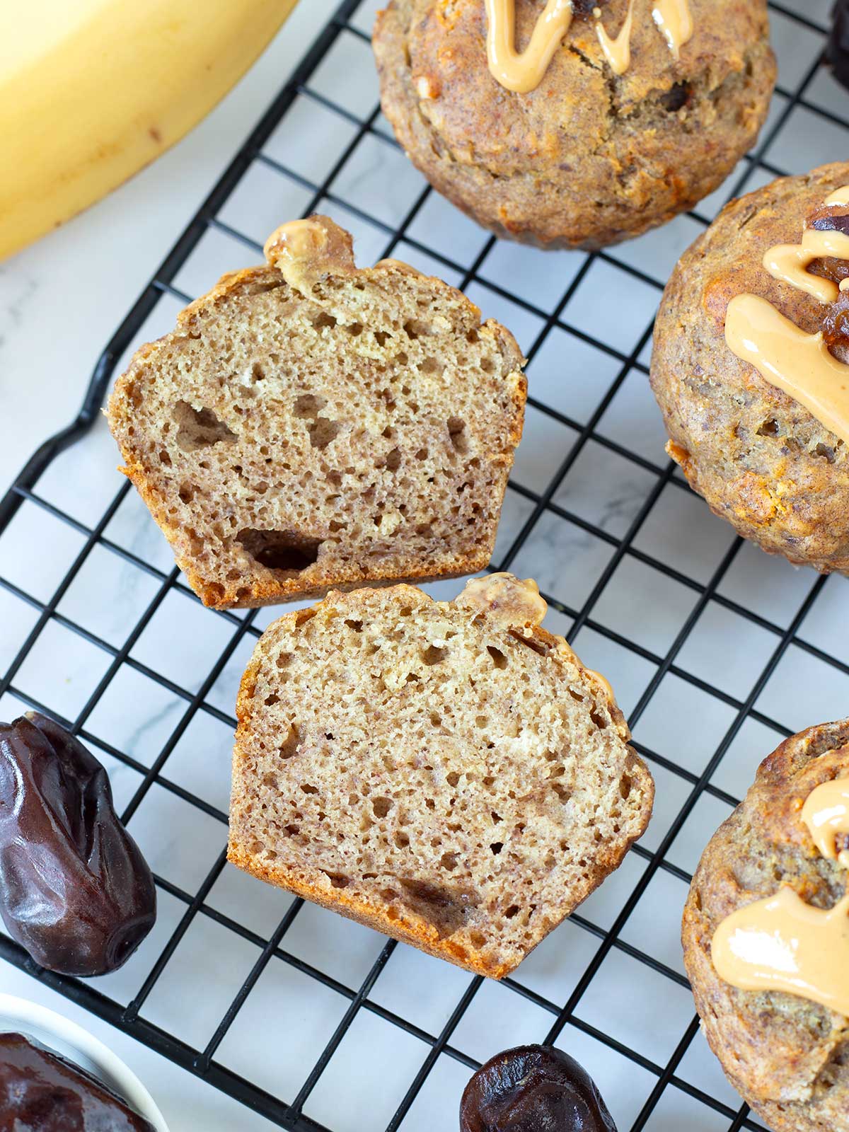 Banana date muffins.