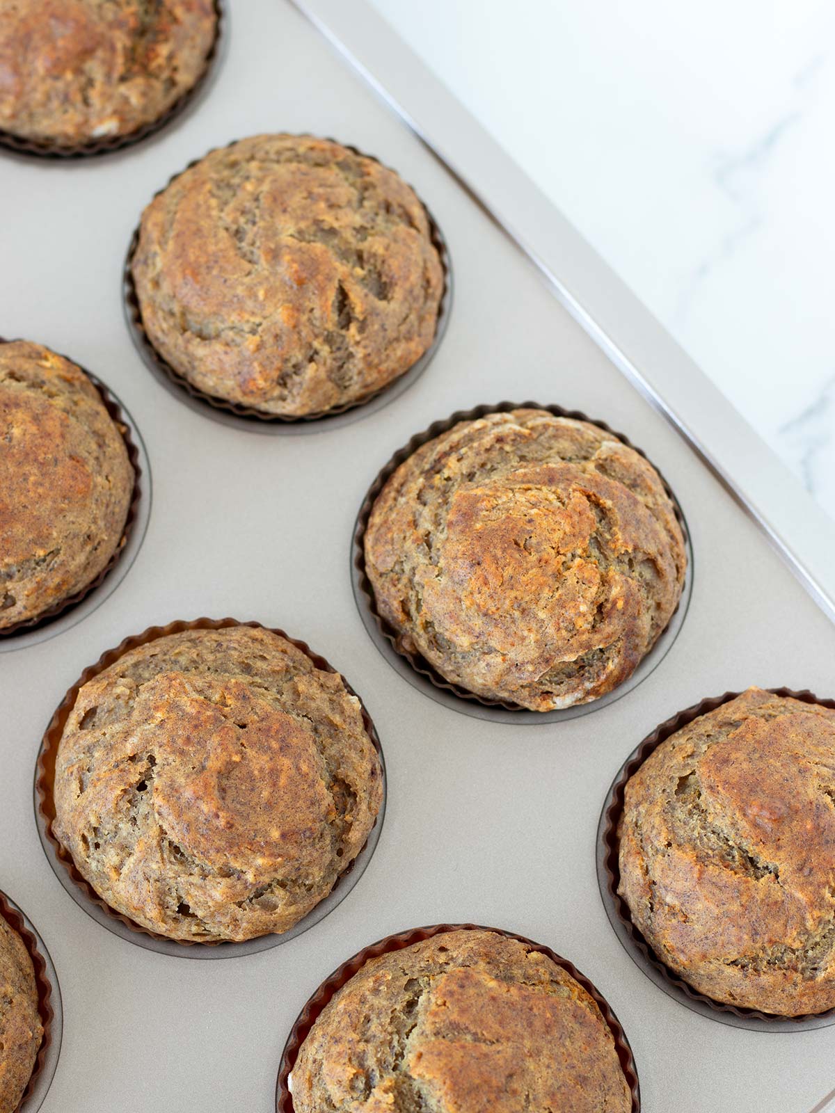 Freshly baked date banana muffins without sugar.