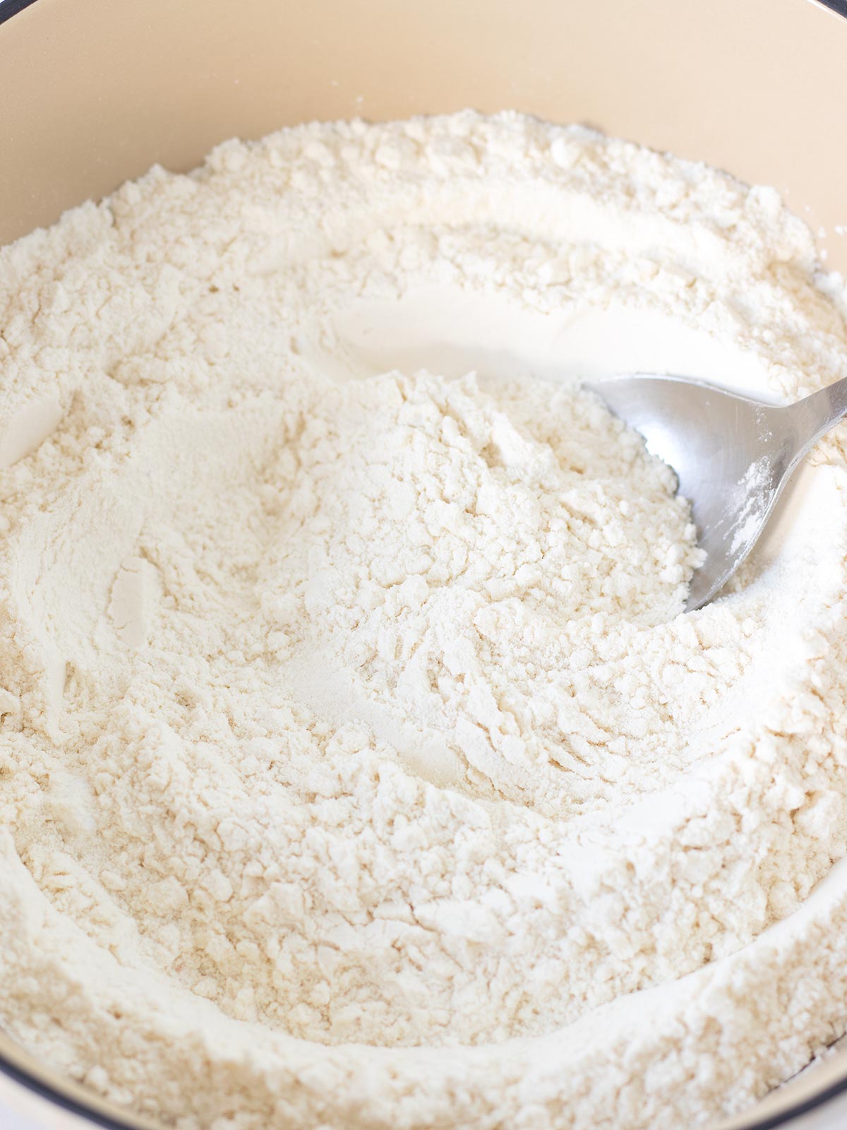 Dry ingredients for date banana muffins.