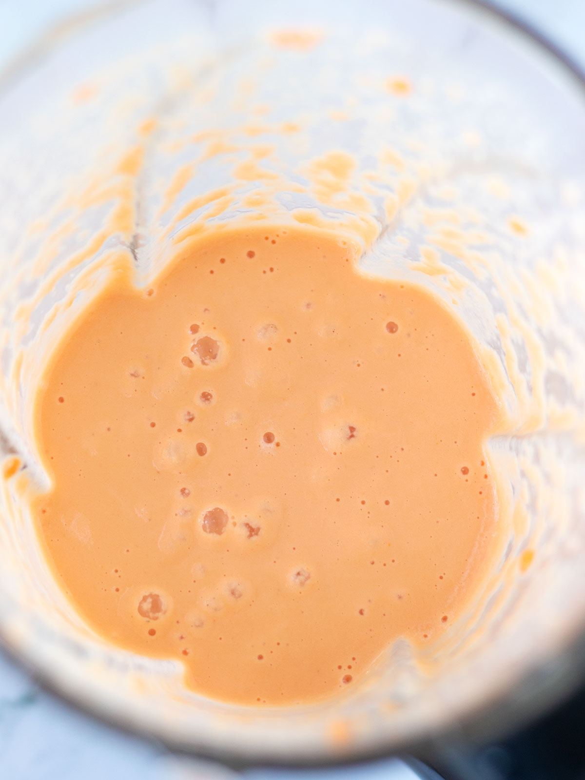 Red lentil crackers batter in a blender.