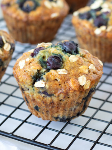 Vegan blueberry banana oat muffins.