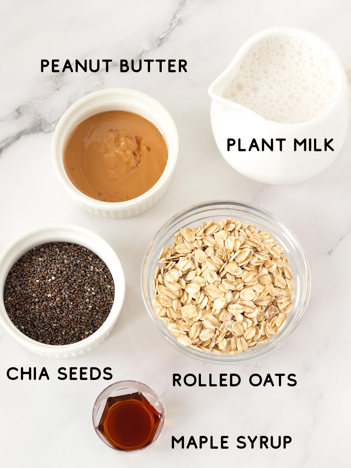 Ingredients for chia overnight oats.