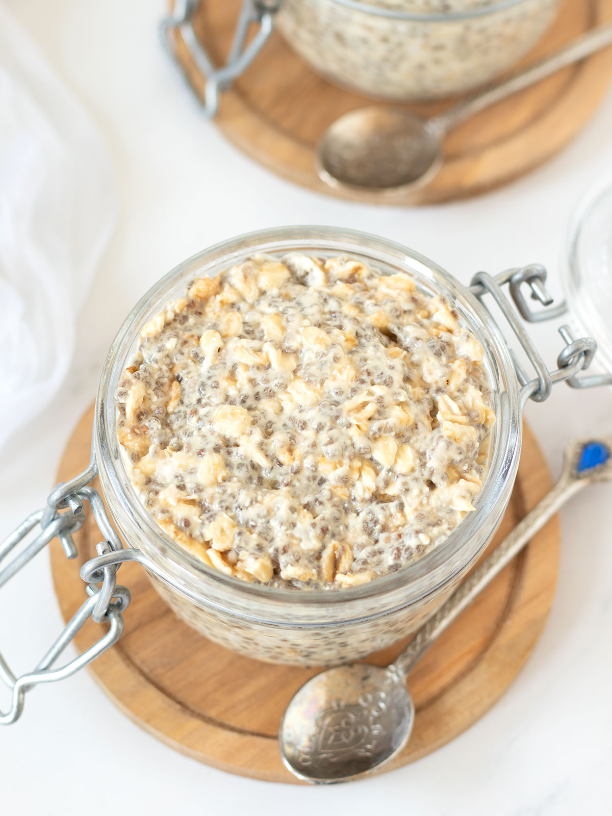 Chia overnight oats with peanut butter.