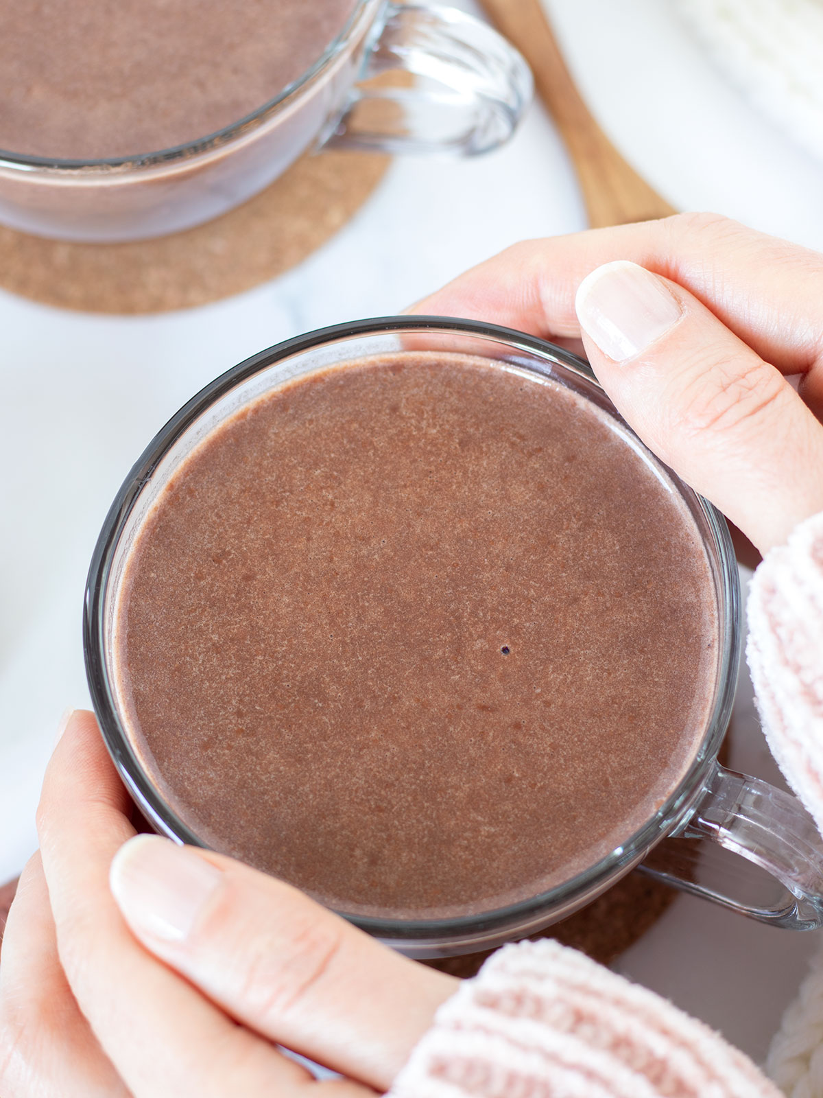 Homemade protein hot chocolate.