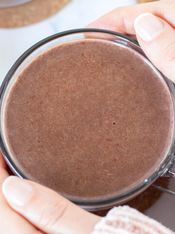 Homemade protein hot chocolate.