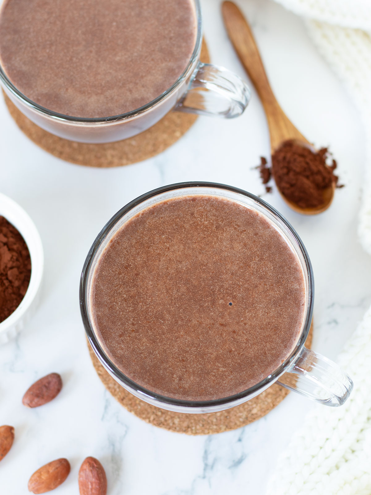 Homemade protein hot chocolate drink.