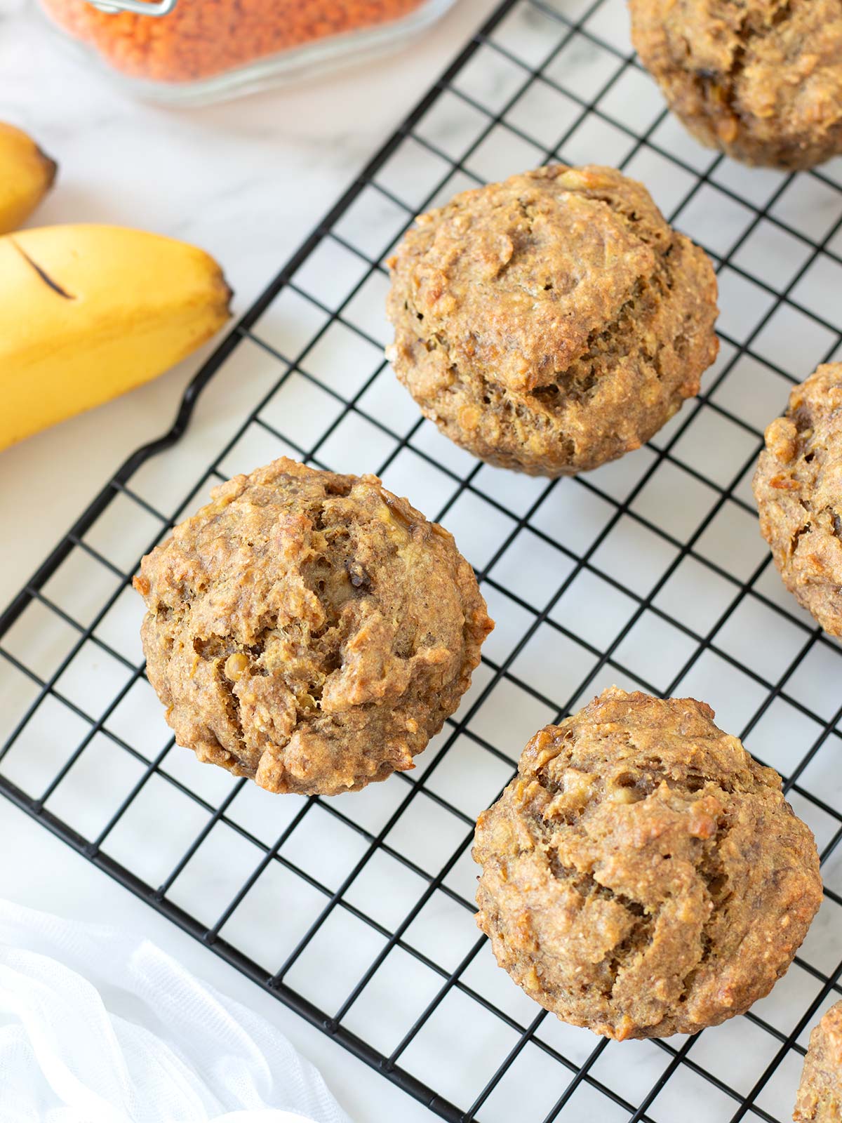 Vegan lentil banana muffins.