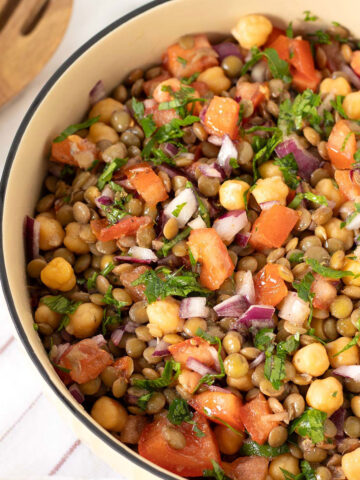 Vegan lentil chickpea salad.
