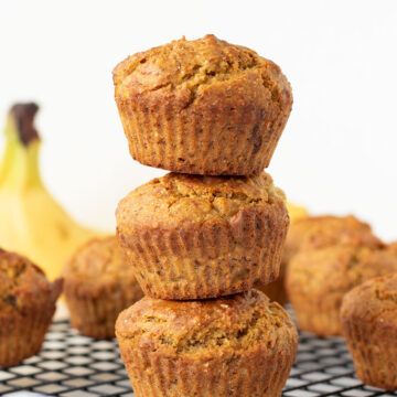 Chickpea flour banana muffins (no sugar, gluten-free).