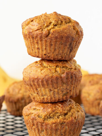 Chickpea flour banana muffins (no sugar, gluten-free).
