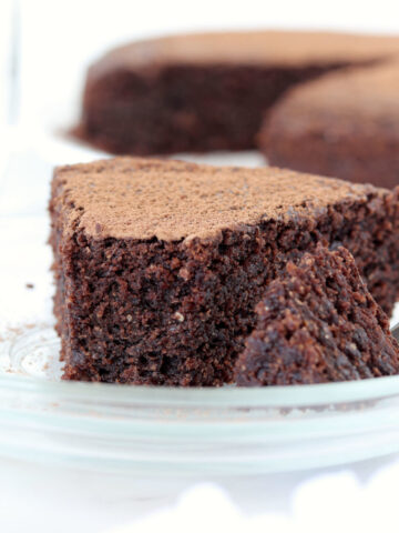 Vegan chocolate chickpea flour cake.