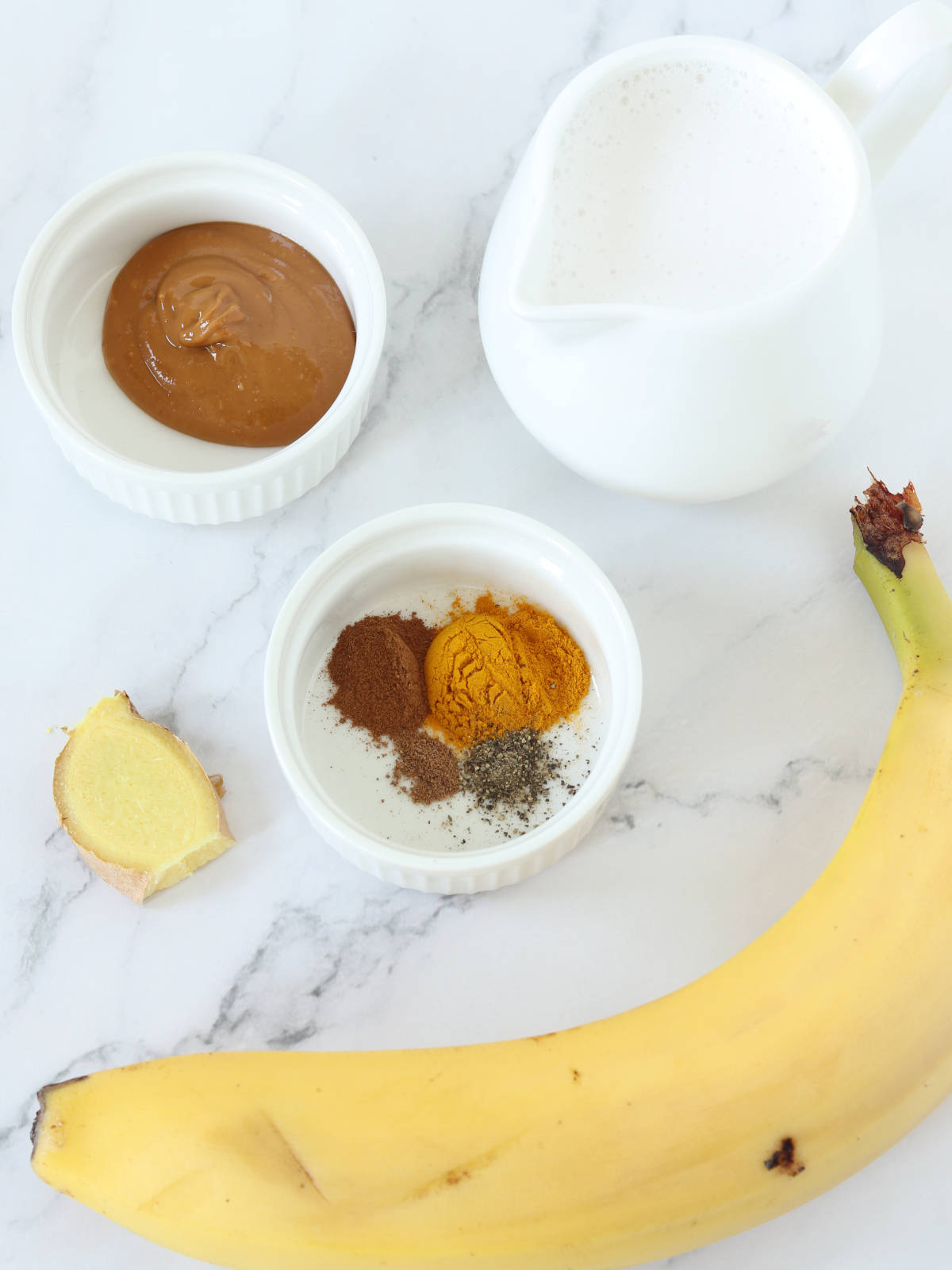 Ingredients for golden milk smoothie.