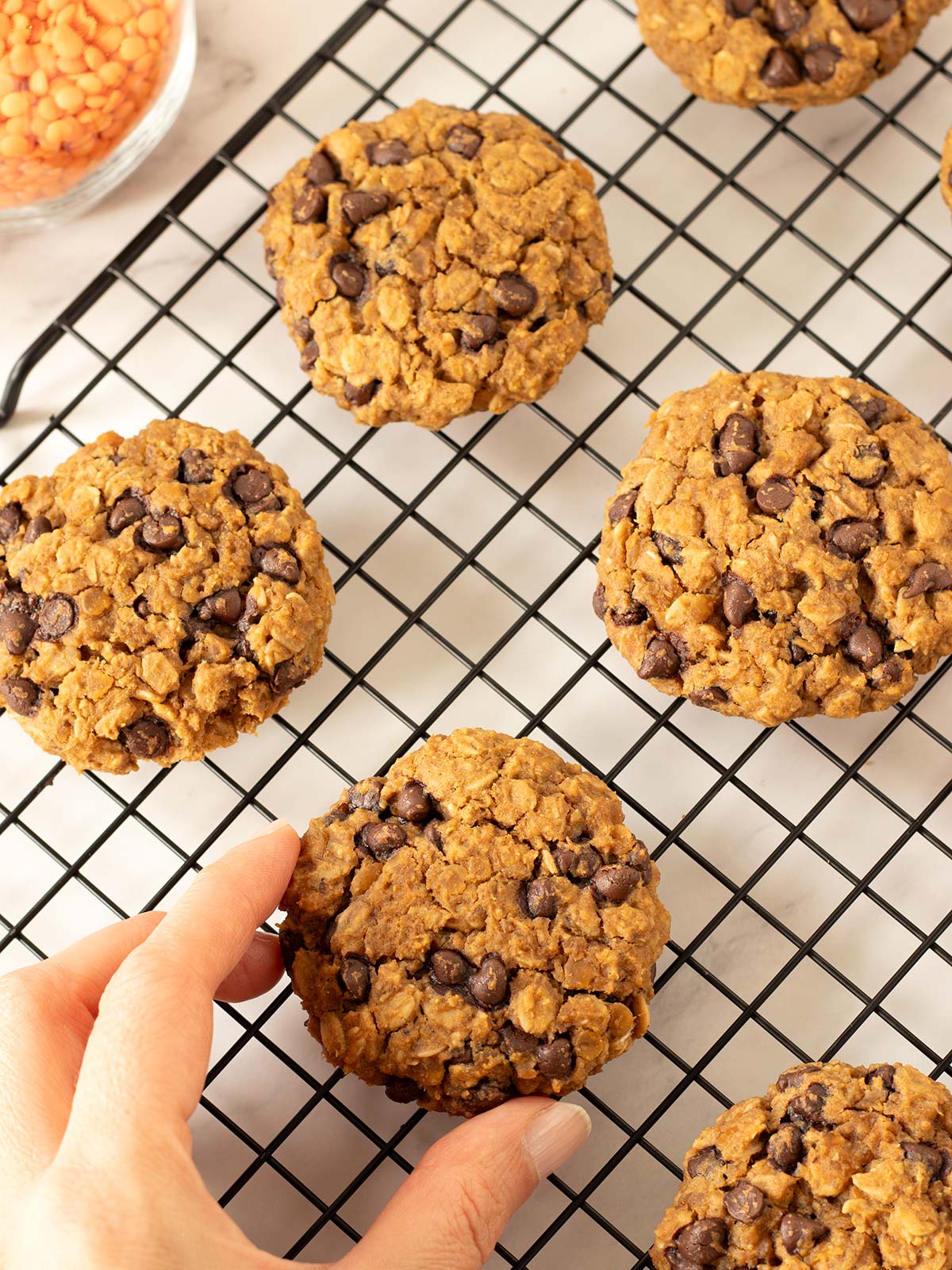 Peanut butter red lentil cookies.