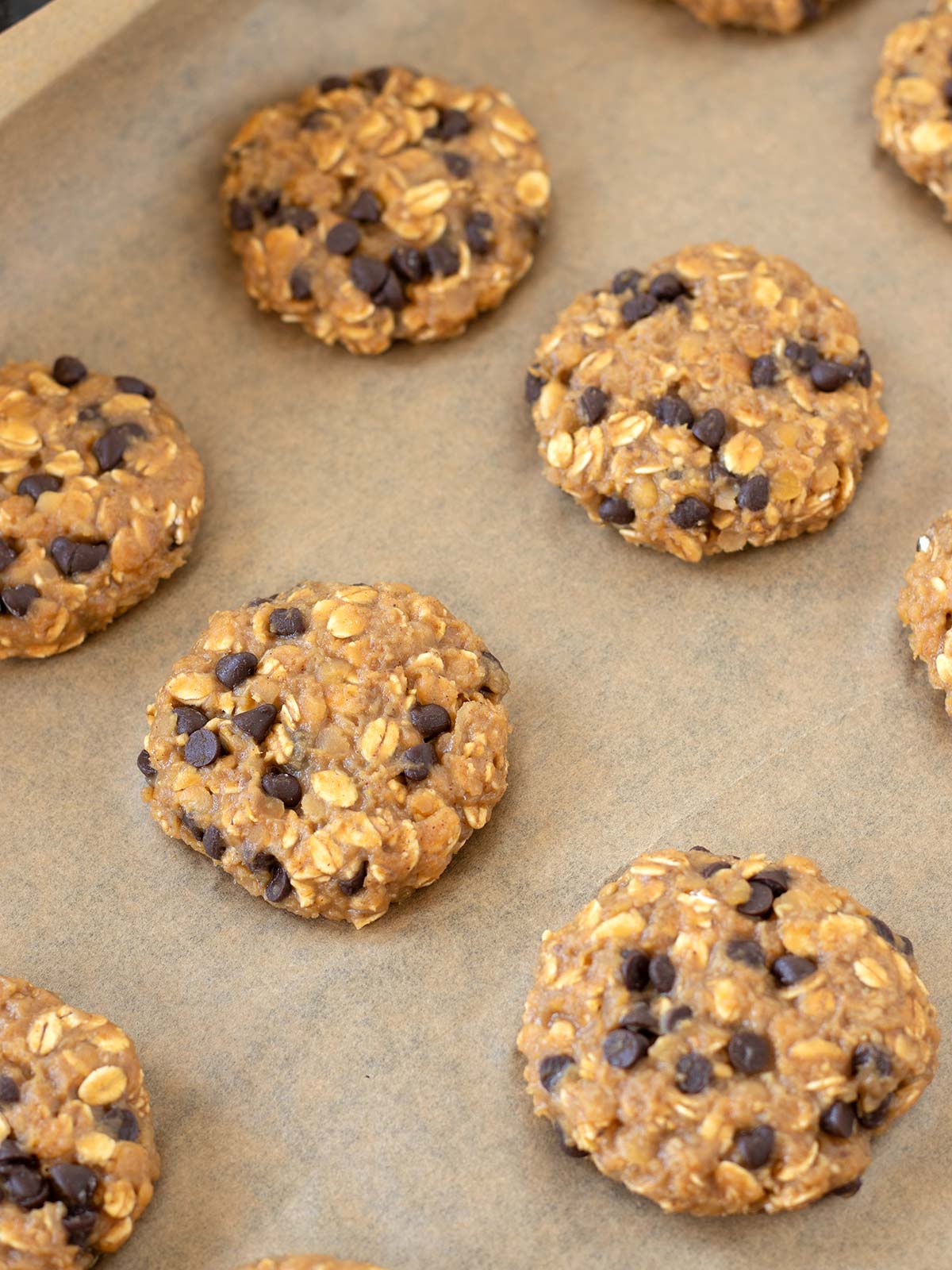 Red lentil cookies prepared for baking.