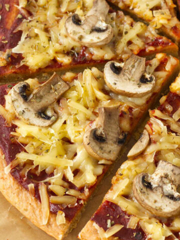 Red lentil pizza crust (vegan & gluten-free).