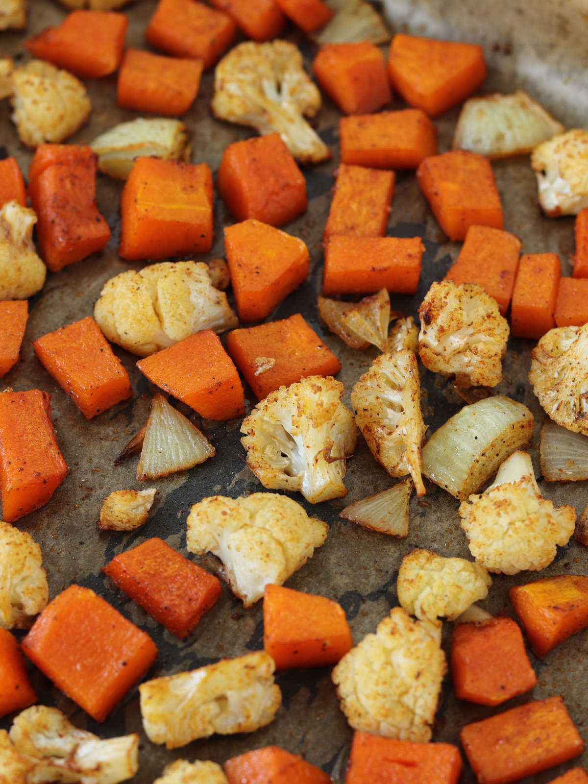 Roasted pumpkin and cauliflower.
