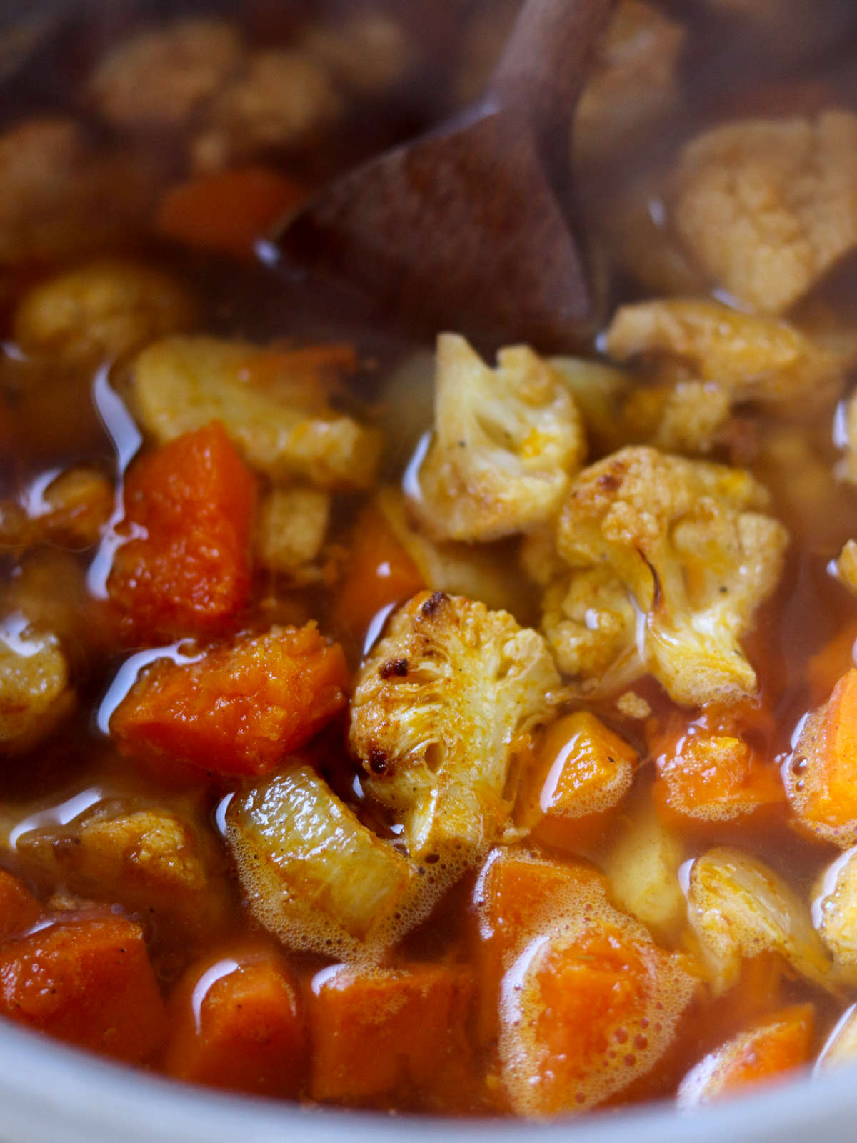 Roasted pumpkin and cauliflower soup.