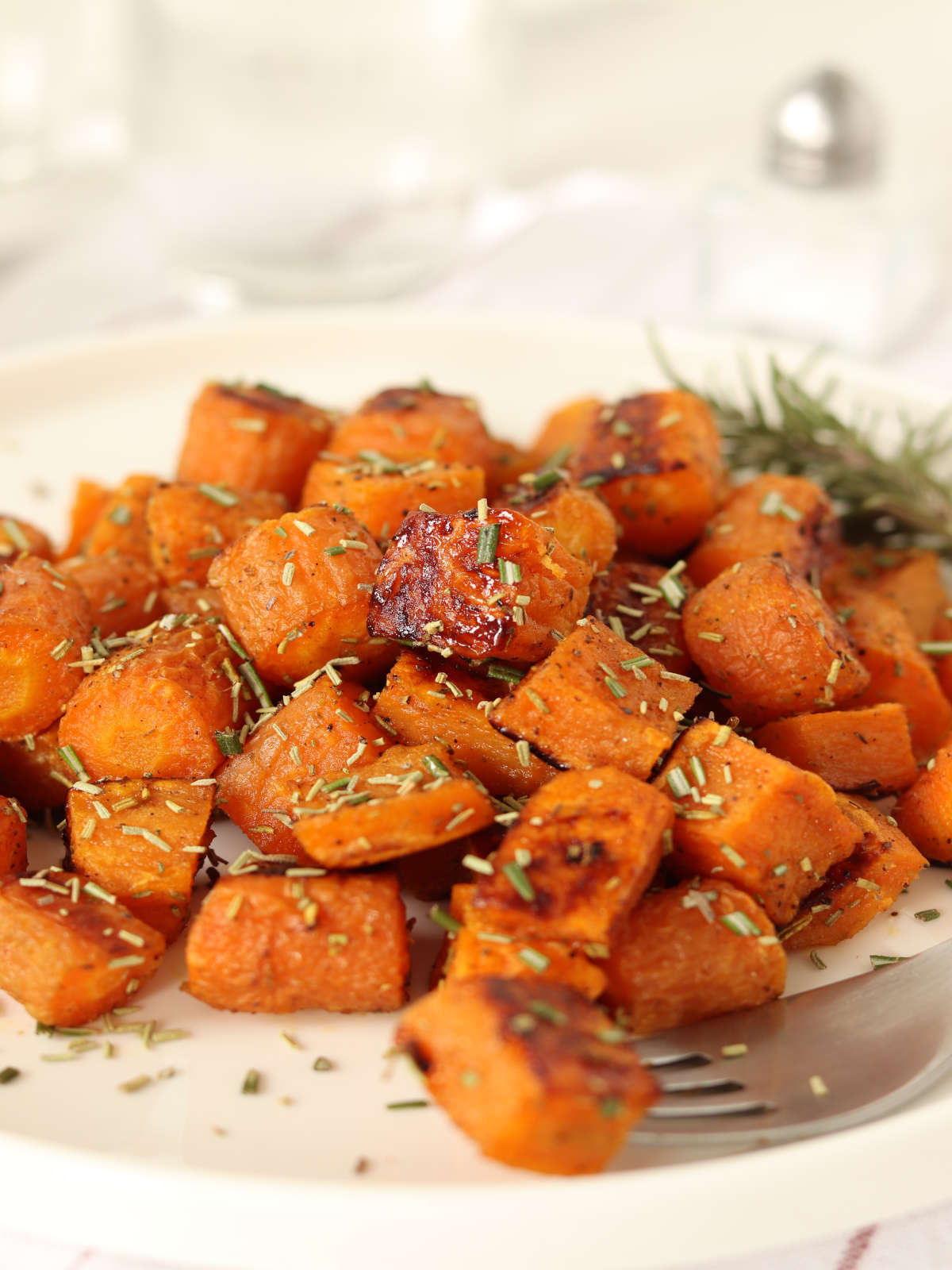 Oven roasted sweet potatoes and carrots.