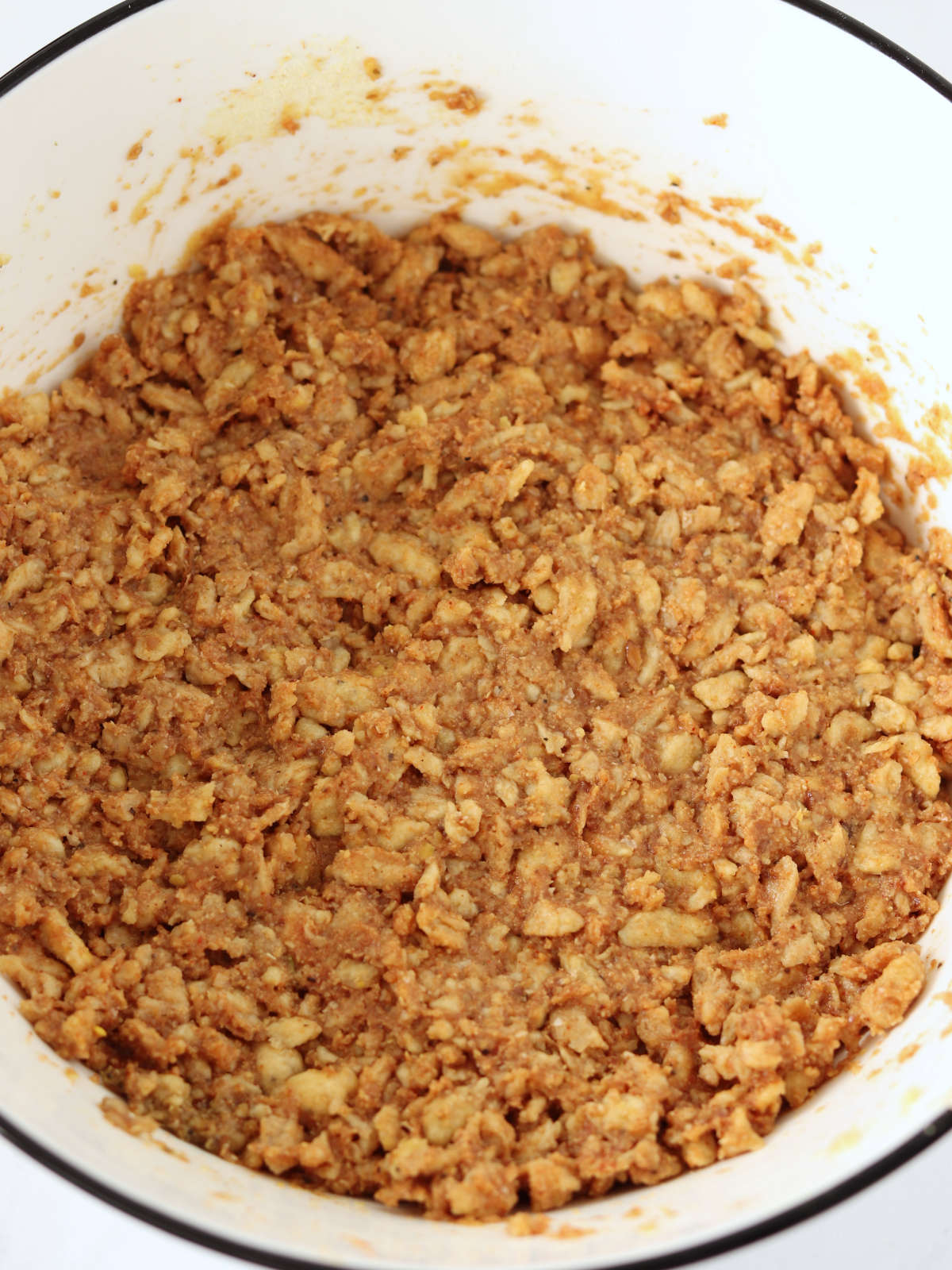 Vegan protein TVP burgers mixture.