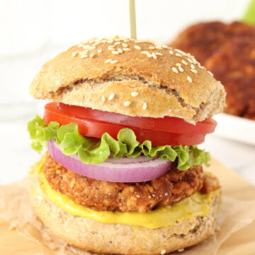 Vegan high-protein TVP burgers (homemade meatless gluten-free patties).