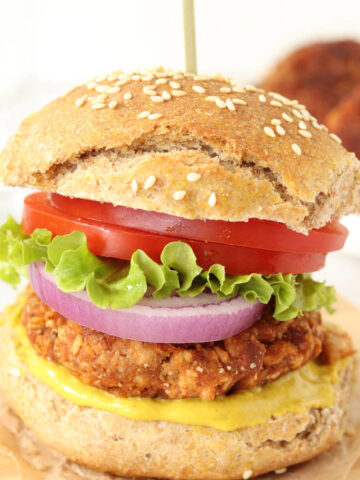 Vegan high-protein TVP burgers (homemade meatless gluten-free patties).