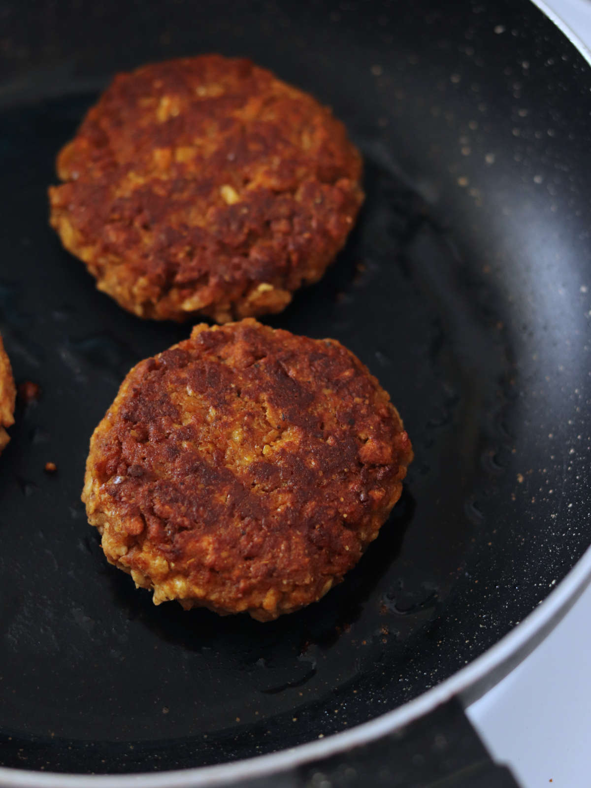 Vegan high-protein TVP burgers.