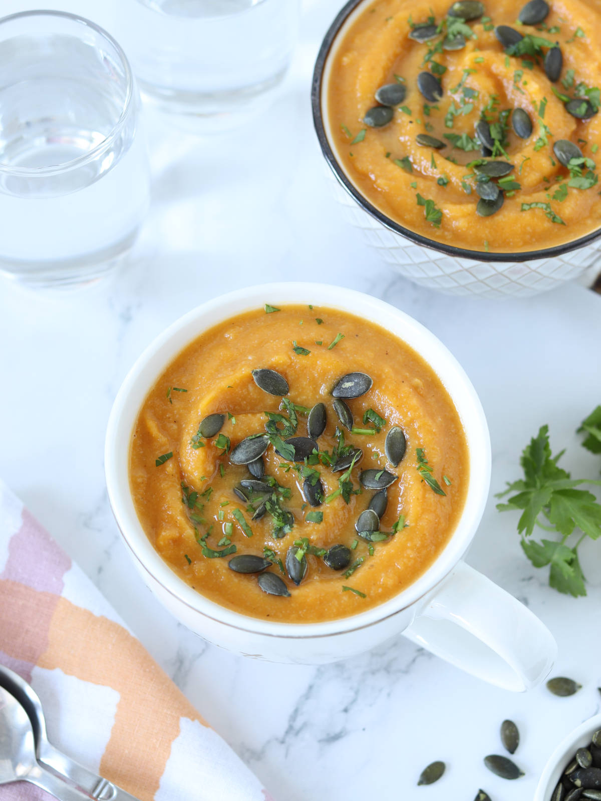 Roasted cauliflower pumpkin soup.