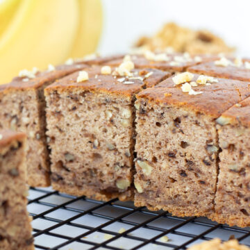 Moist banana date walnut cake.