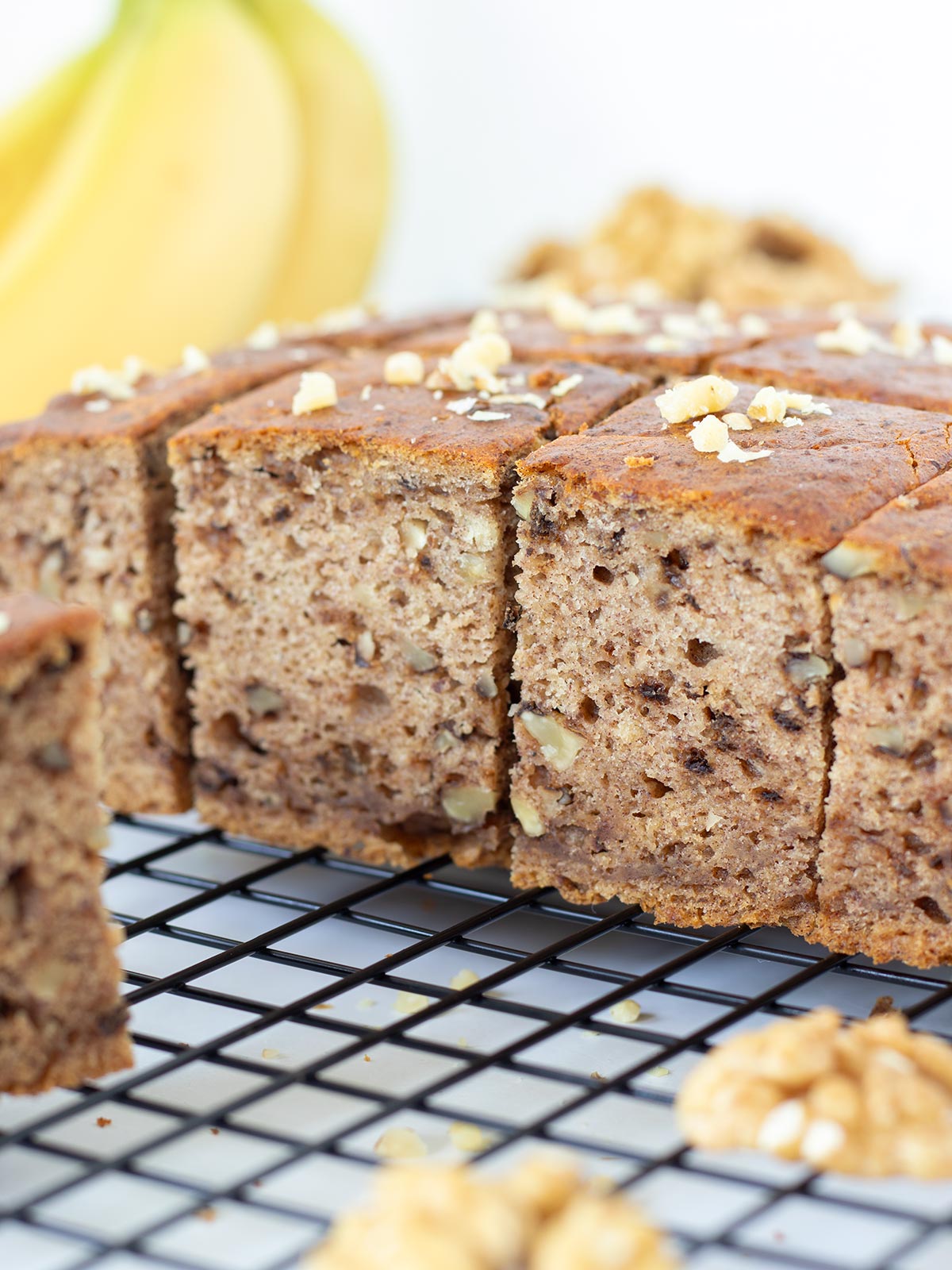 Moist banana date walnut cake.