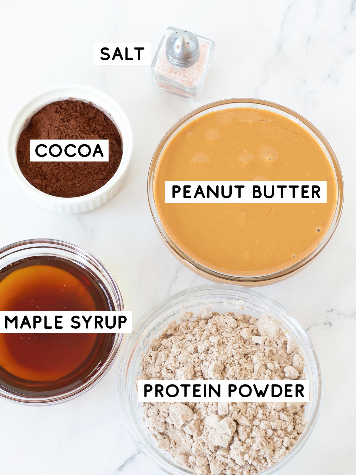 Vegan ingredients for raw brownie protein bars.