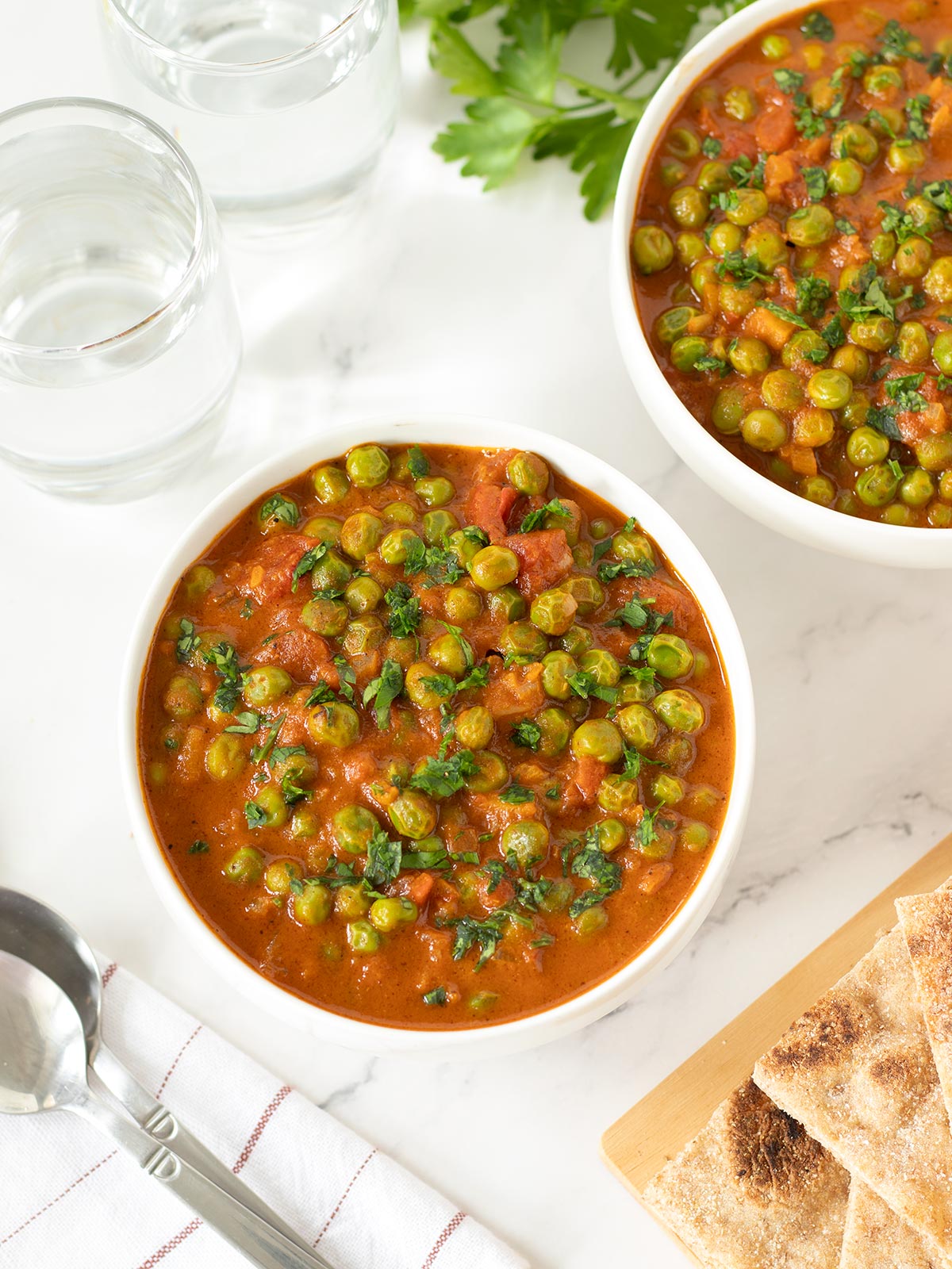Frozen green peas curry.